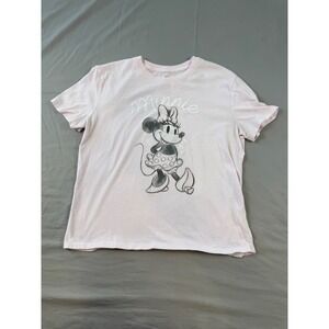 Disney 100 Minnie Mouse Sketch Graphic T-Shirt Pink Womens XL 14-16 Short Sleeve